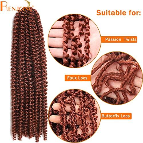 RENJOING 350 Passion Twist Hair 24 Inch 1 Pack Ginger Water Wave Crochet Hair for Passion Twists Long Bohemian Braiding Protective Style Hair Extensions (24 Inch 1 Pack, 350#)
