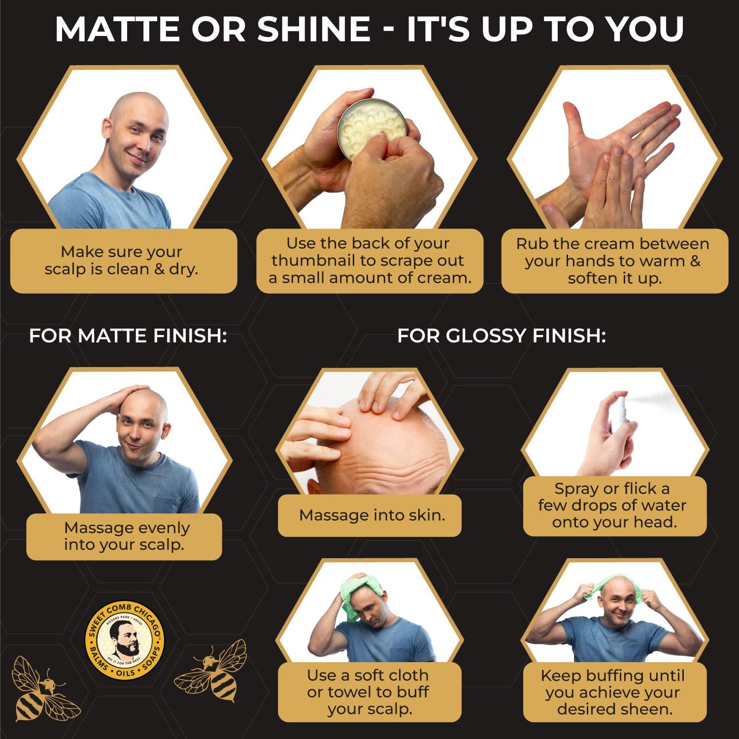 Sweet Comb Chicago Sweet Comb Chicago Bald Head Polish: Mens Aftershave Polish for Men, Waterproof Moisturizer for Bald Heads, Great for Father\'s Day, Christmas, Holiday, (2.0 oz) Travel Size