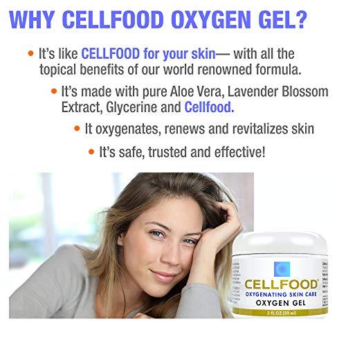 Cellfood Cellfood Oxygen Gel - 2 fl oz, Pack of 3 - Tightening and Firming Face Moisturizer - Aloe Vera, Lavender Blossom Extract, Glycerine - Hypoallergenic, Non-GMO