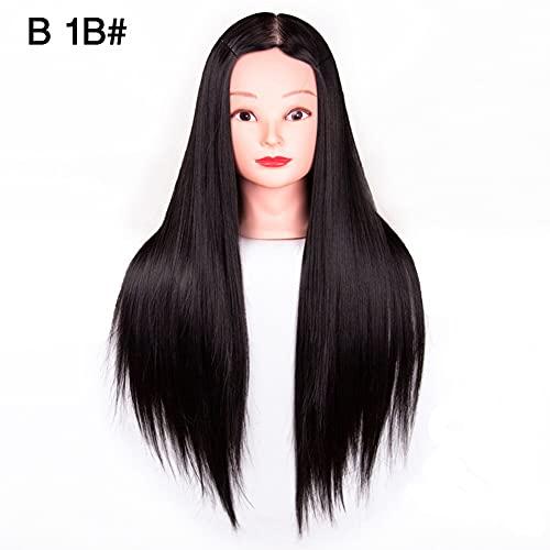 YYDS 65Cm Long Hair Training Head Training Head Hair Practice Barber Hairdressing Mannequin Head Practice Perming Hairs(6pcs Tools,Middle Part 1B#)