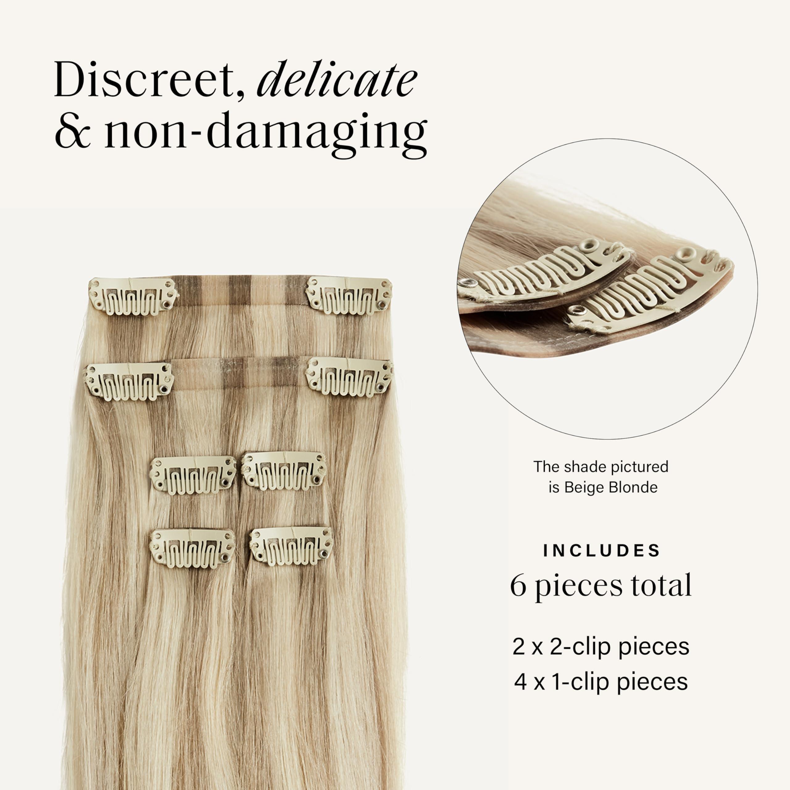 Luxy Luxy Hair 16\" Light Gray Thinning Hair Fill-Ins Clip-In Hair Extensions (80 grams) 100% Remy Human Hair, Coverage for Thinning Hair, 6-Piece Set, Blends Easily