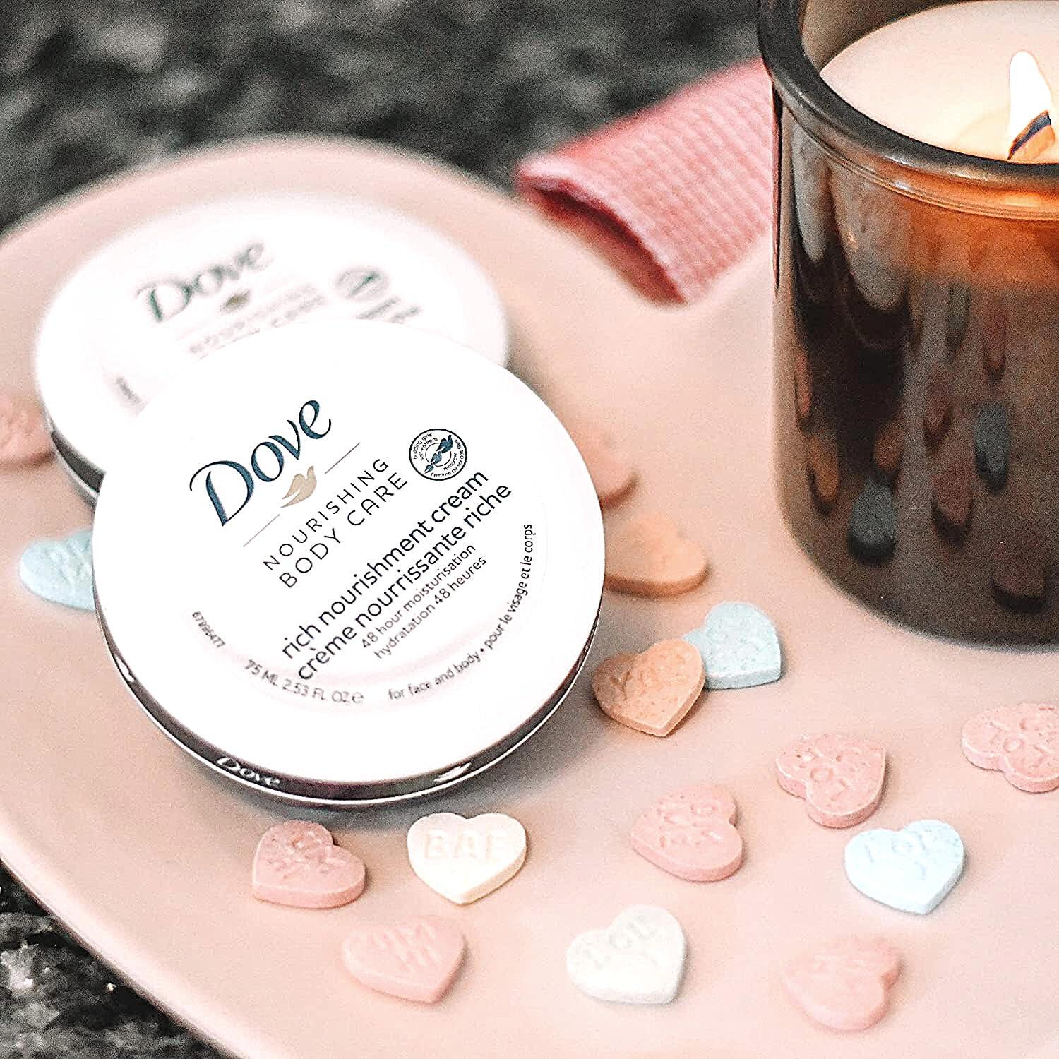 Dove Dove Nourishing Body Care, Face, Hand, and Body Rich Nourishment Cream for Extra Dry Skin with 48-Hour Moisturization, 3-Pack, 5.07 Oz Each Jar