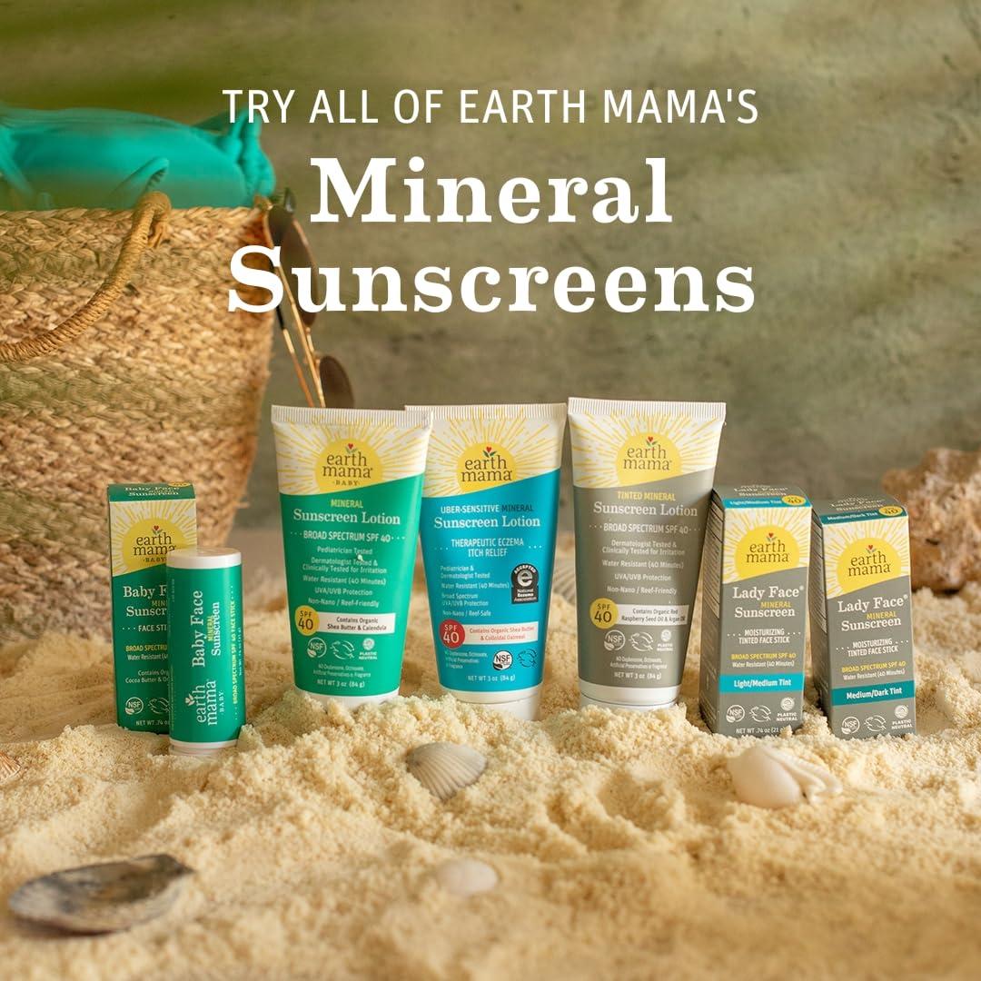 Earth Mama Earth Mama Baby Mineral Sunscreen Lotion SPF 40 | Reef Safe, Non-Nano Zinc, Natural Water Resistant Sun Cream for Babies, Kids & Adults, 3-Ounce (2-Pack)