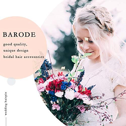 Barode Barode Bridal Wedding Hair Comb Silver Flower Rhinestone Sparkly Crystal Bride Leaf Side Combs Pearl Hair Accessories for Women and Girls (Silver)
