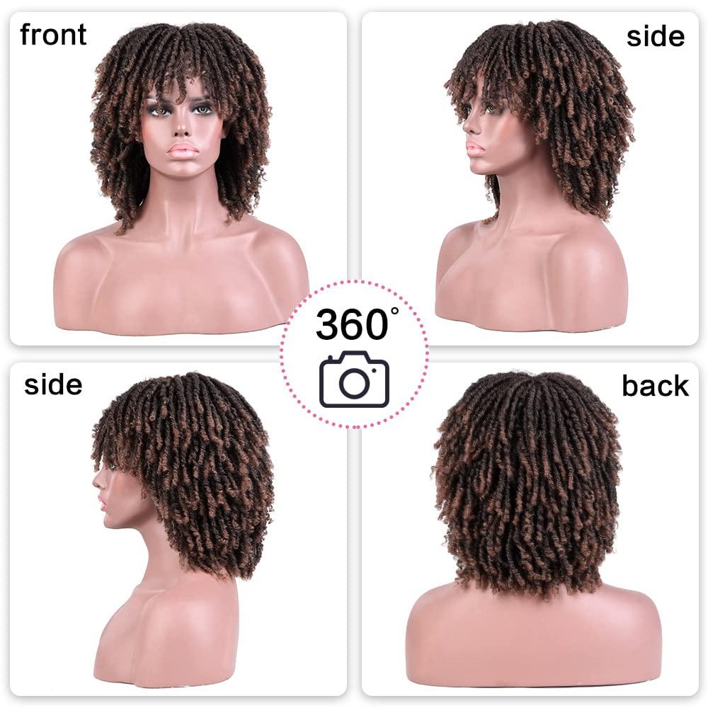 SUN LOCS SUN LOCS 6 Inch Short Dreadlocks Wigs for Black Women and Man with Clips In Synthetic Faux Locs Braided Wigs Afro Twists Dreadlocks Full Hair Replacement Wigs (1B/30#)