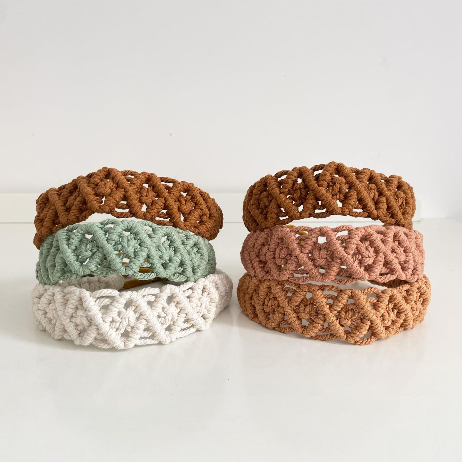 Jseng Jseng Crochet Headbands Handmade Bohemian knit Headband for Women Summer Beach Headbands 3Packs