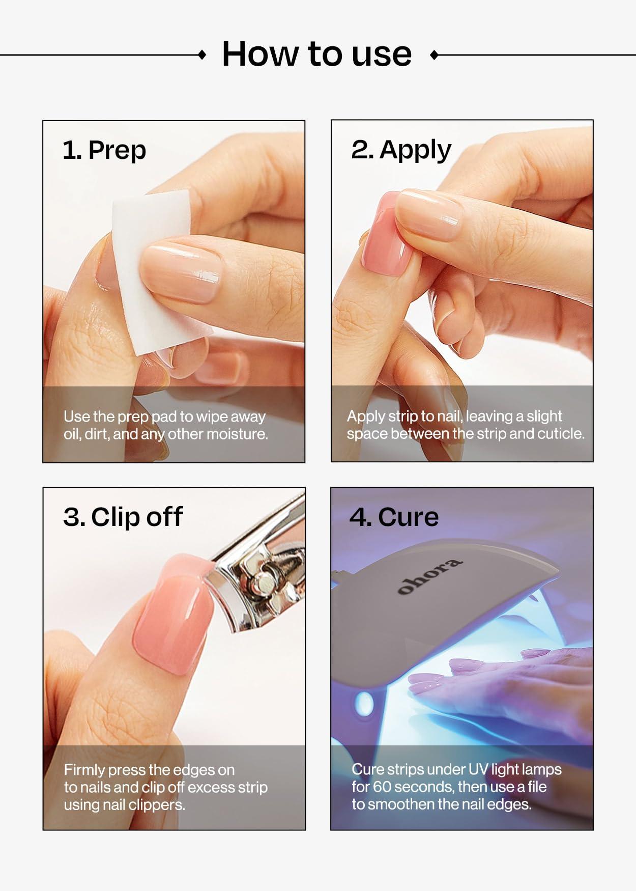 ohora ohora Semi Cured Gel Nail Strips (N Chilly) - Red, Solid, Works with Any UV/LED Lamps, Salon-Quality, Long Lasting, Easy to Apply & Remove - Includes 2 Prep Pads, Nail File & Wooden Stick