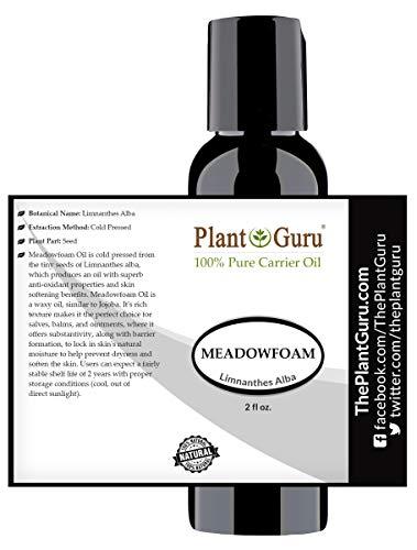 Plant Guru Meadowfoam Oil 2 oz Cold Pressed 100% Pure Natural Carrier - Skin, Body And Face. Great For Moisturizing Creams, Lotions, Scalp Treatments, and Lip Balms