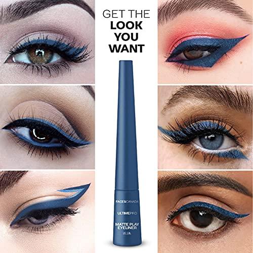 FACESCANADA FACESCANADA Ultime Pro Matte Play Blue Eyeliner - Sapphire | 24HR Long Lasting Matte Finish | Quick Dry & Precise Felt Tip | Waterproof & Smudge Proof | 0.08 Fl Oz/2.5ml