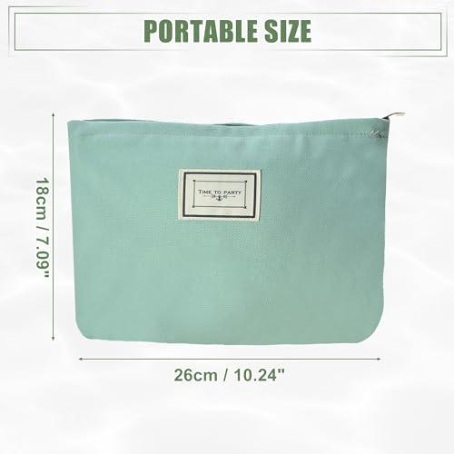 VOCOSTE VOCOSTE Canvas Cosmetic Bag, Canvas Zipper Makeup Pouch, Makeup Bags for Purses, Portable Travel Make Up Bag, Women's Canvas Makeup Bag Suitable for Coin Lipsticks, Green