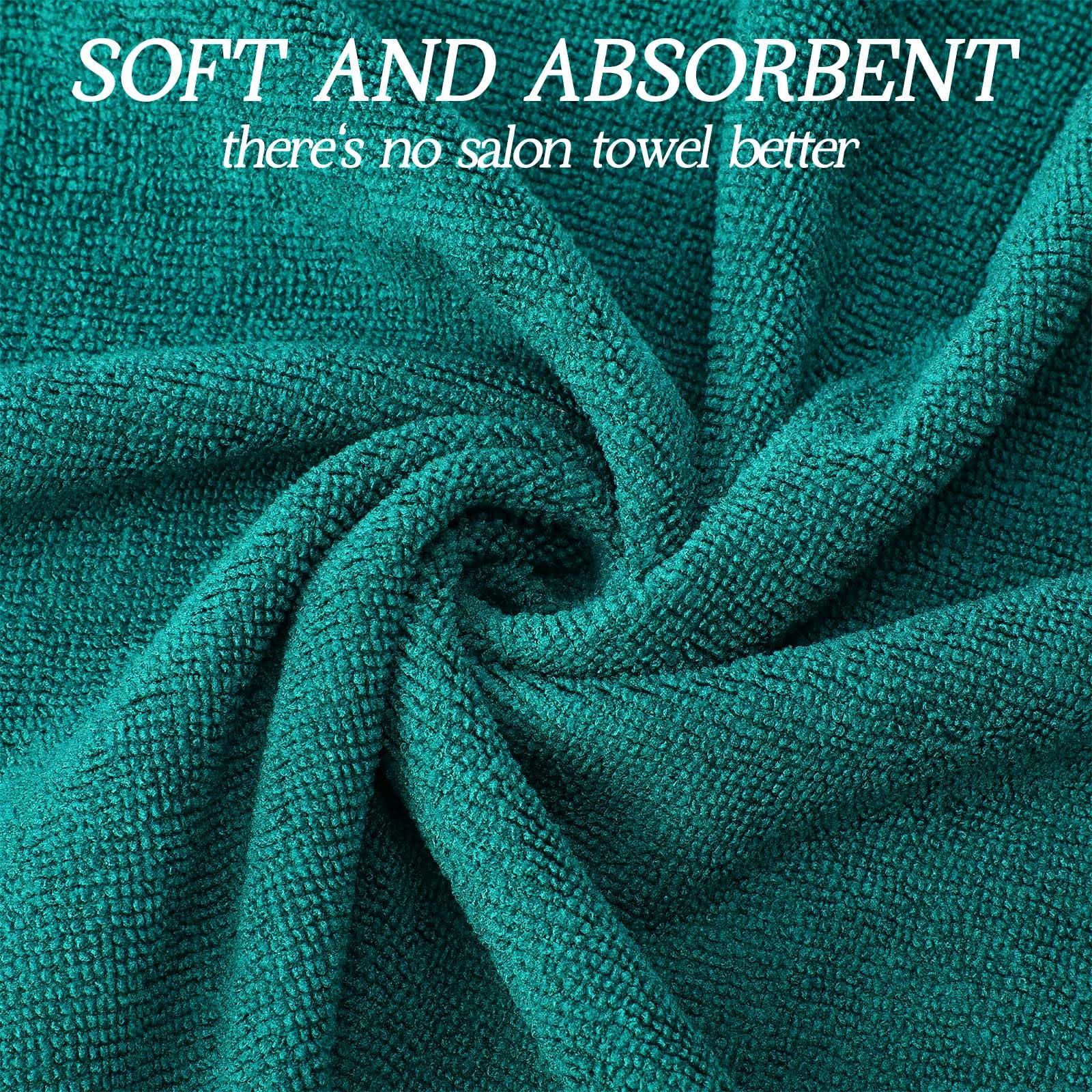 Panelee 36 Packs of Bleach Proof Towels Microfiber Absorbent Salon Towels Bleach Resistant Salon Hand Towels for Gym, Bath, Spa, Shaving, Shampoo, Home Hair Drying, 16 x 28 Inches (Dark Green)