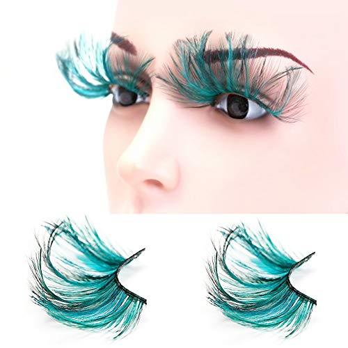 AnHua AnHua 1 Pair Long Feather False Fake Eyelashes Eye Lashes Halloween Fancy Dress Party Cosplay (Blue)