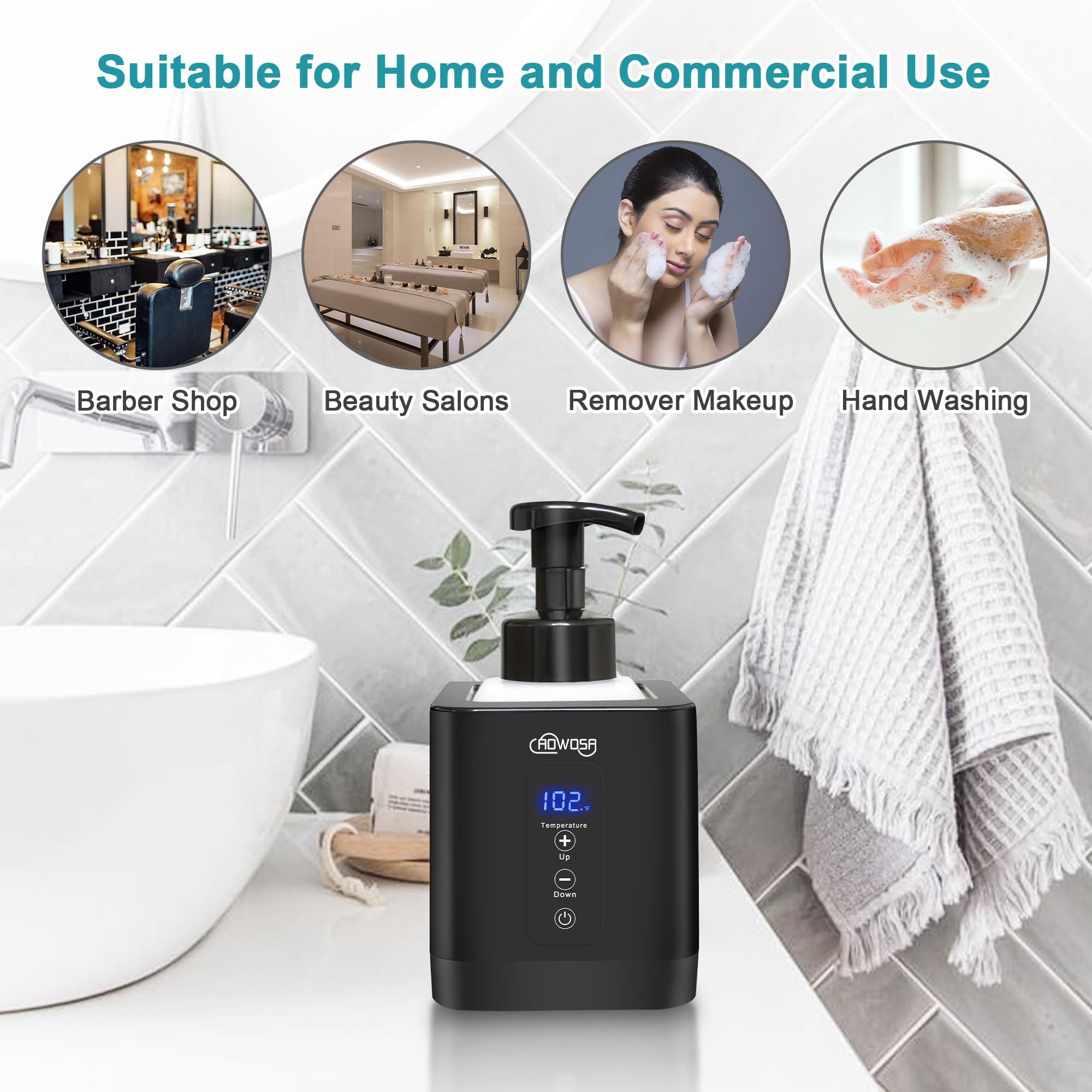 AOWOSA Hot Lather Machine for Shaving Professional Lather Maker for Men Face Shaving Large Capacity Shaving Foam Machine for Home Use Salon Barber Shop, with 2 Foam Bottle and Temperature Digital Display