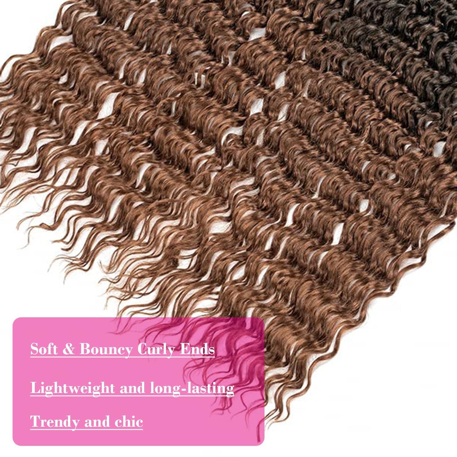 THEMIS HAIR New Faux Locs Crochet Hair With Curly Ends 14 Inch 8 Packs Ombre Goddess Locs Pre Looped Crochet Braids Deep Waves Distressed Soft Locs Synthetic Hair Extensions For Black Women14inch1B30