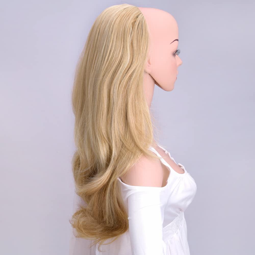 Kori Koli 24 Inch Blond Wavy 3/4 Half Wig Long lightest Synthetic Hair Extensions Capless Wigs Hair Clips Extension For Women 210g24 #3