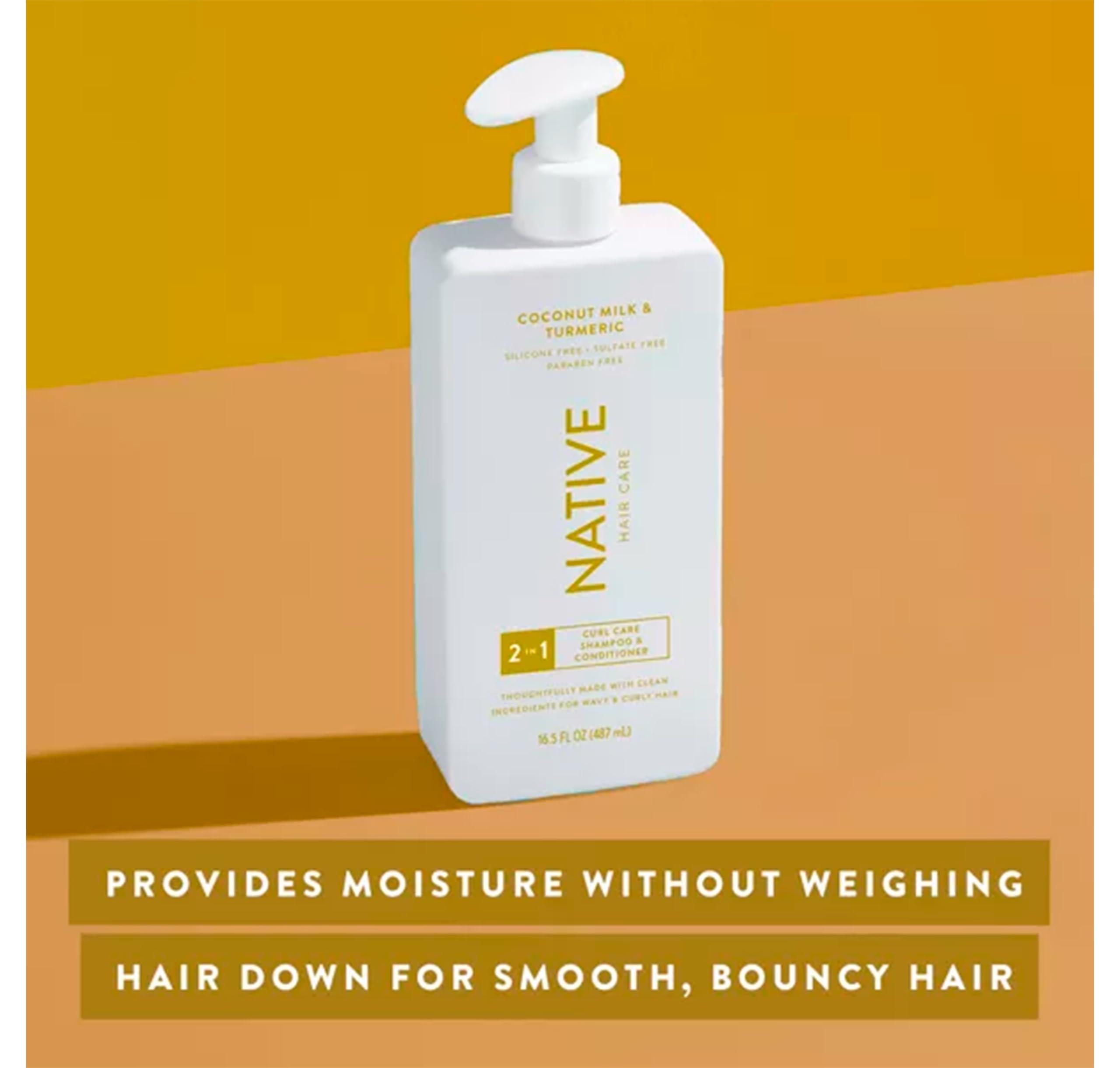 Hair Care Native - Hair - 2 in 1 - Shampoo and Conditioner - Coconut Milk & Turmeric - Contain Naturally Derived Ingredients | All Hair - Silicone, Sulfate and Paraben Free - 16.5 FLOz - Pack Of 01