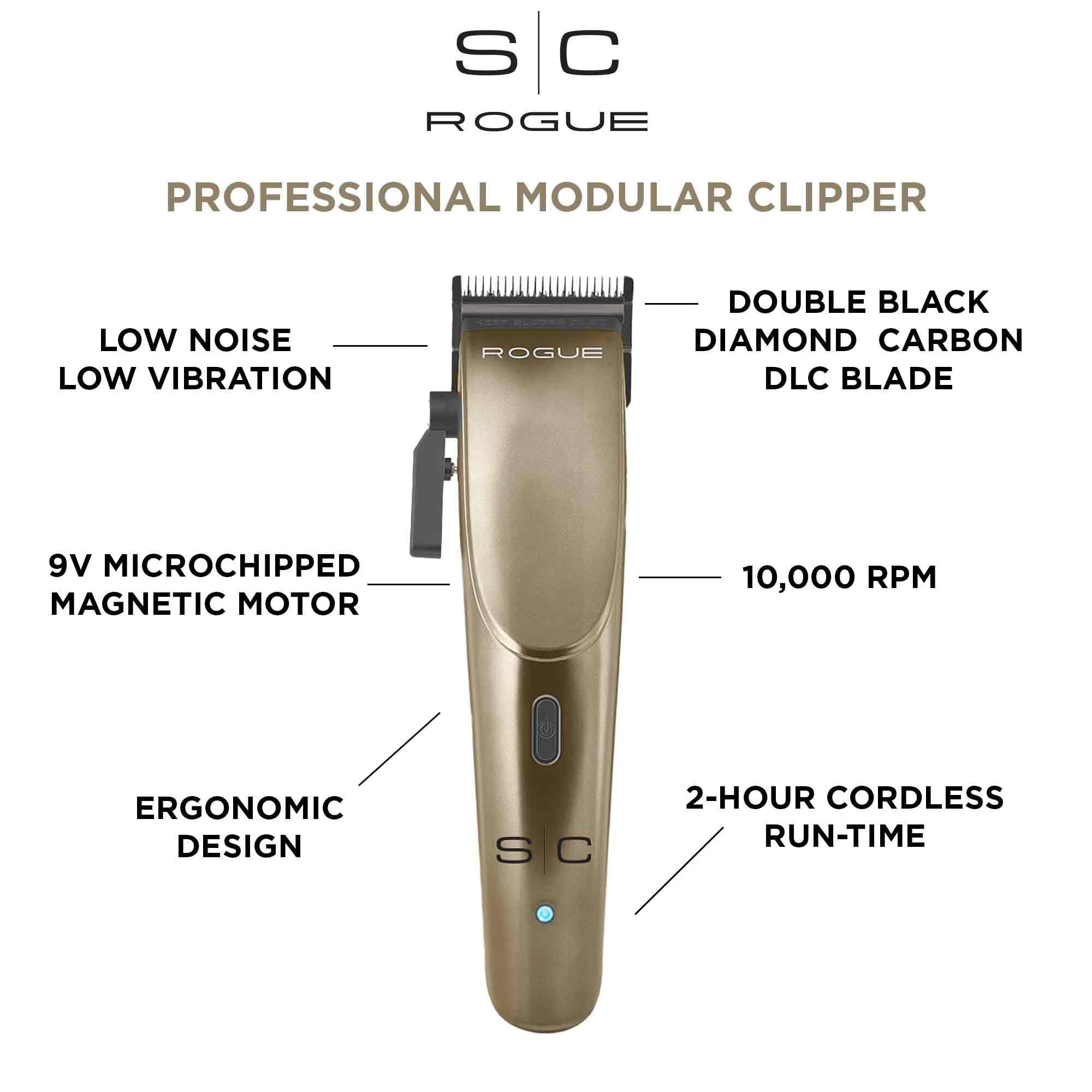 Stylecraft Stylecraft Rogue Professional 9V Magnetic Motor Cordless Clipper and Trimmer Combo Set Matte Gunmetal