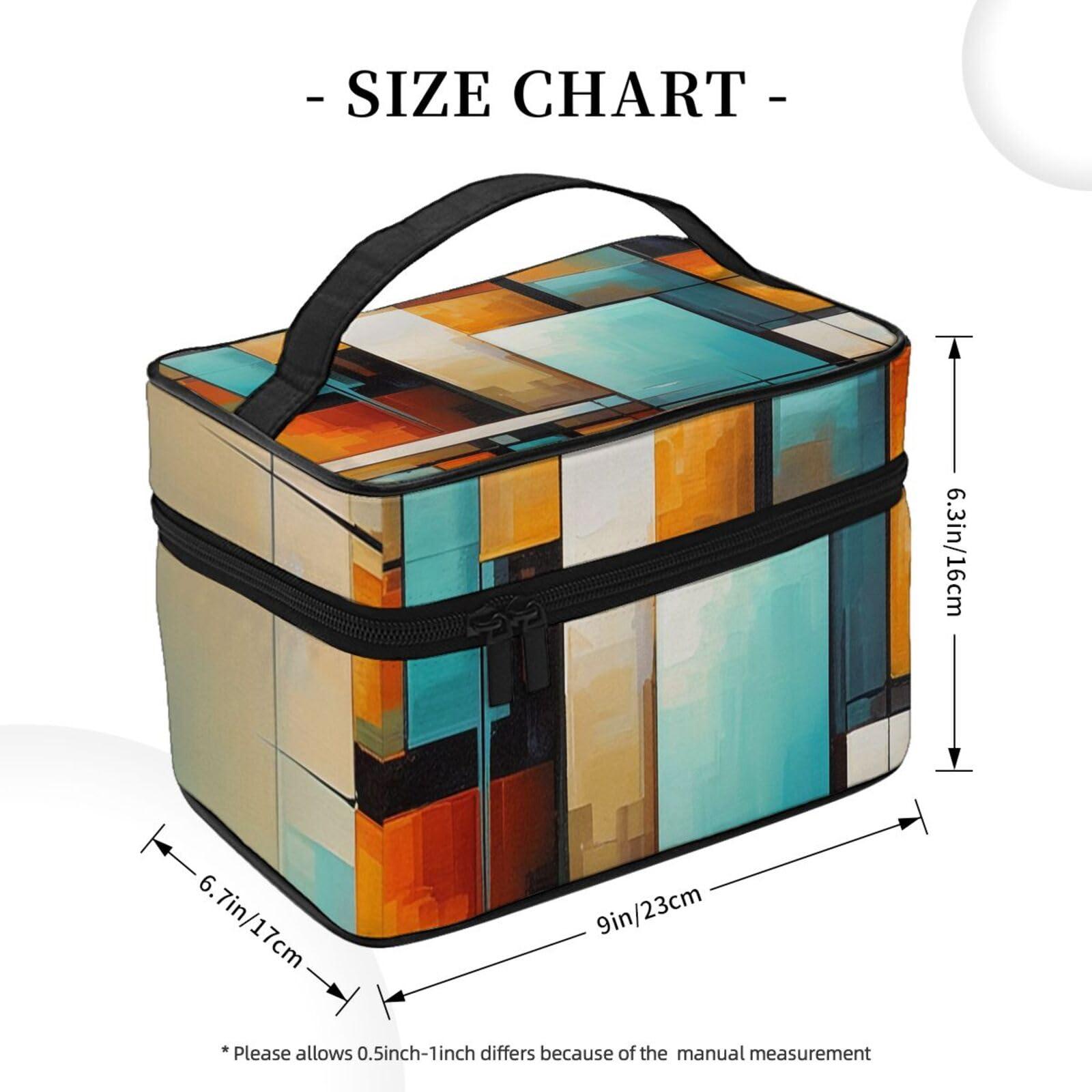 QASDFGHR QASDFGHR Small Abstract Modern Print Makeup Bag,Travel Cosmetic Bag with Zipper for Women Square Make Up Bags Organizer