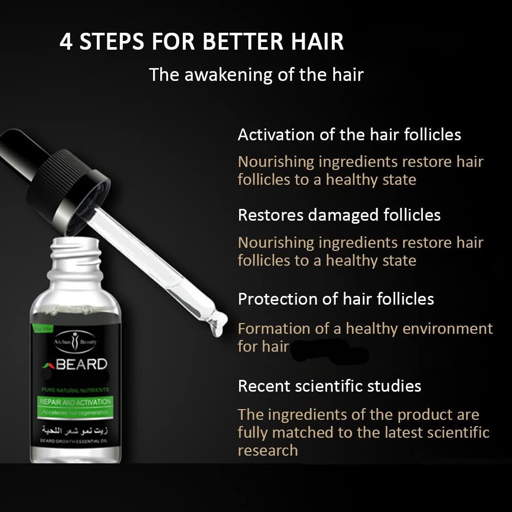 AICHUN BEAUTY AICHUN BEAUTY Beard Grow Oil | Facial Hair Supplement |Thicker Beard Care|Mens Hair Growth Vitamins 30ml/1.01oz