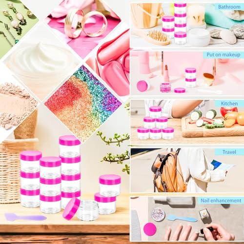 MotBach MotBach 35Pack 20g Small Plastic Cosmetic Containers with Lids, 0.7oz Plastic Makeup Containers Jars with Spatulas, 20ml Sample Jars Travel Size Containers for Toiletries Lip Balm Lotion Slime Cream