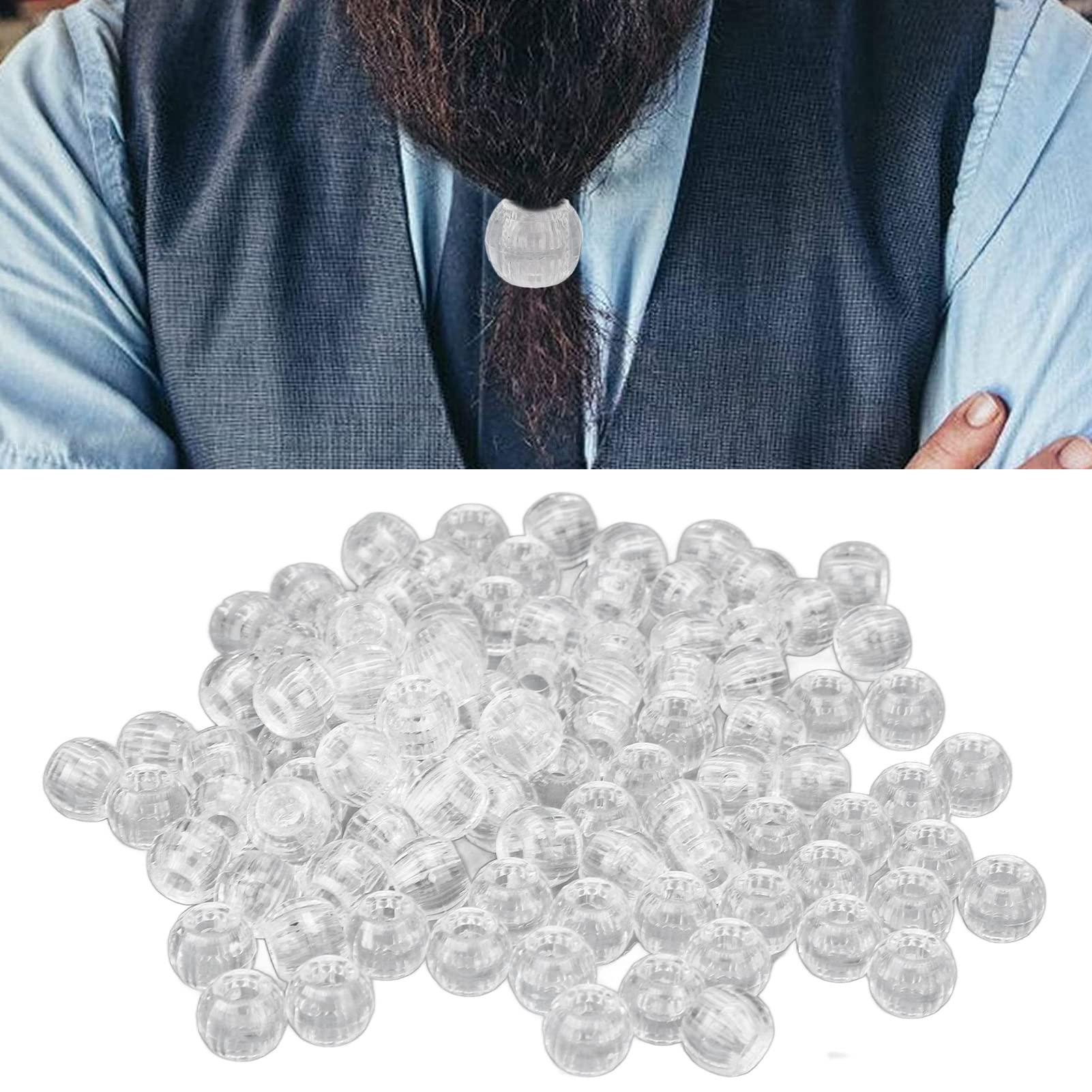 shenruifa Hair Braiding Beads, Beads for Hair, 100pcs Hair Braiding Beads Plastics Large Hole Section 12mm Dreadlocks Hair Braid Beads (Transparent)