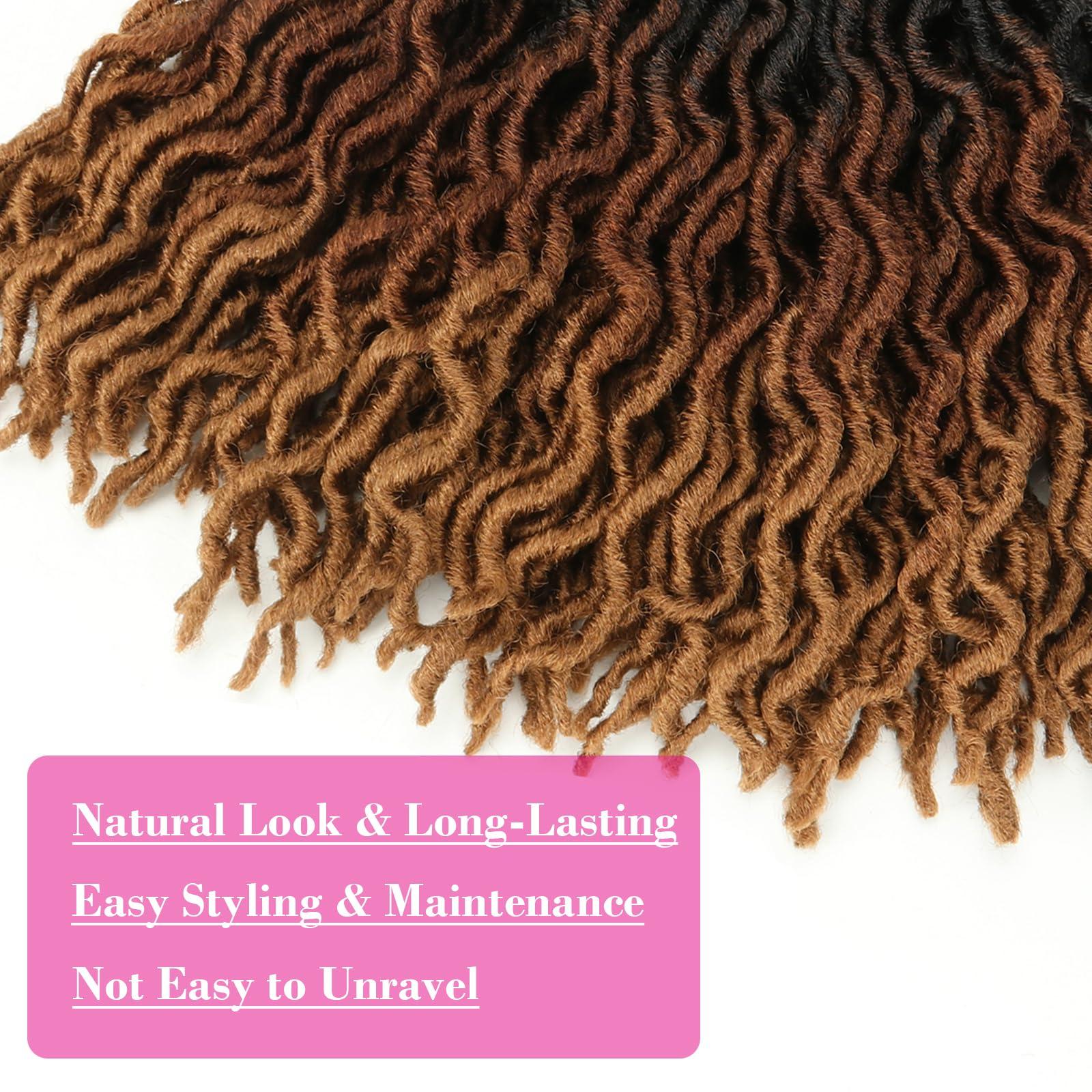 THEMIS HAIR Gypsy Faux Locs Crochet Hair 14inch 6Packs Soft Goddess Locs Pre Looped Crochet Braids Beach Curl Bohemian Dreadlock Hair Extensions14inch,OT1B/30/27