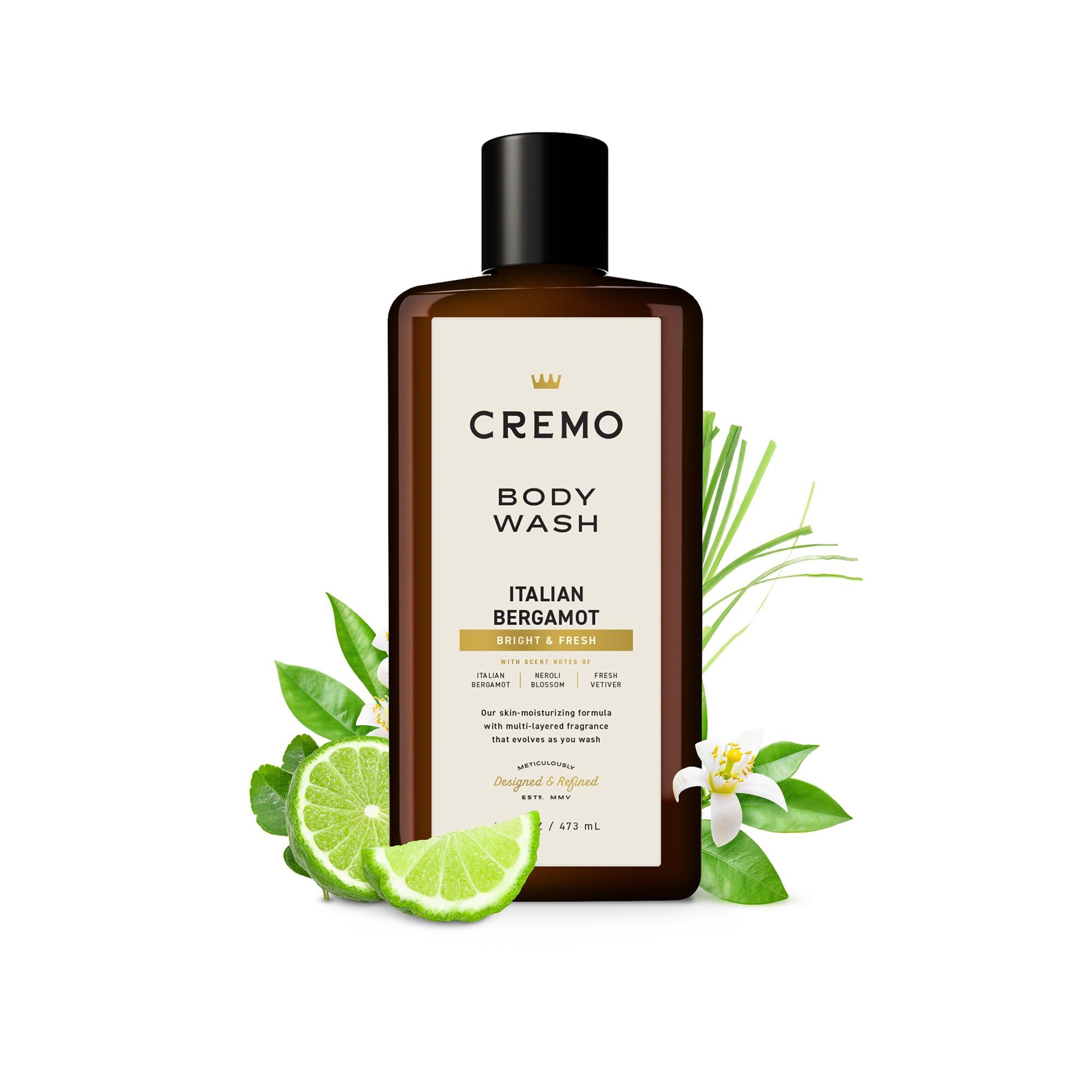 Cremo Cremo Body Wash Men, Notes of Italian Bergamot, Neroli Blossom, and Fresh Vetiver, Rich-Lathering Italian Bergamot, 16 Fl Oz