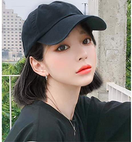 Aimeely Aimeely 10" Short Bob Synthetic Full Head Hair Extension With Baseball Cap For Women Black Hat Brown Black