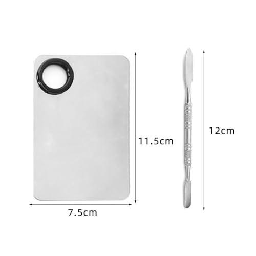 zaoalife Makeup Mixing Palette, 2 Sets Makeup Plate for Foundation, Palette Makeup Mixing Palette Stainless Steel Cosmetic Mixing Palette with Spatula Tool