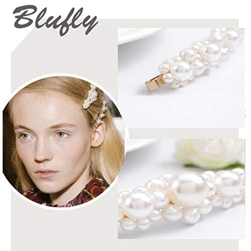 Blufly Blufly Pearl Hair Clips Headwear Gold Bobby Pin Handmade Hair Slides Barrette Boho Styling Tools Jewelry for Women and Girls