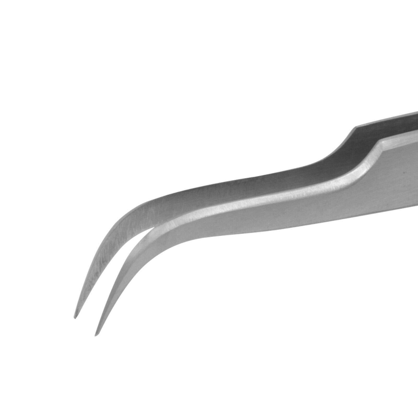 G4 VISION G4 Vision Lash Pointed Tweezers Straight & Curved Eyelash Extension Pack of 2 Stainless Steel Makeup Tweezer Tip Fals Tools Silver