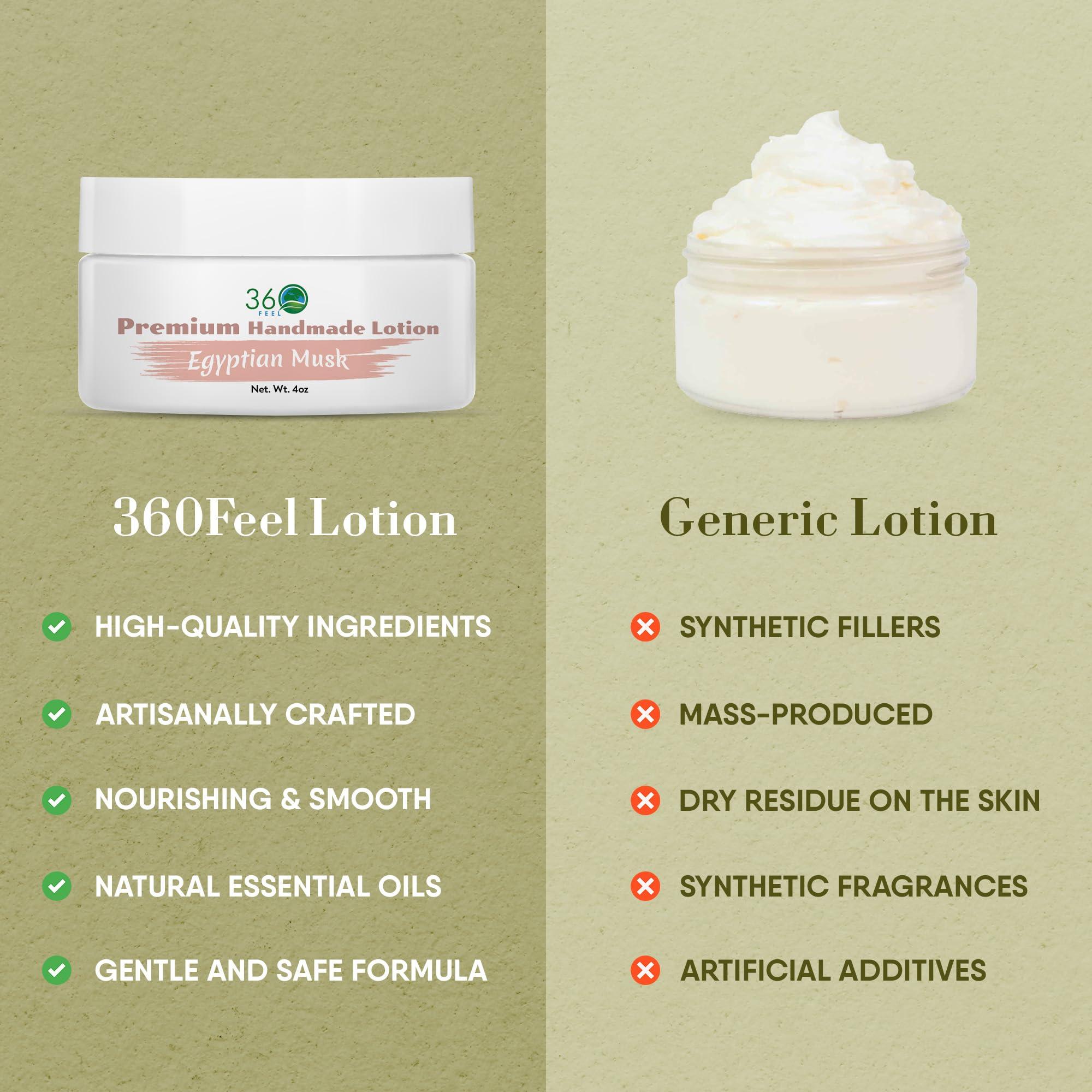 360Feel 360Feel Egyptian Musk Body Lotion - Hydrates with Coconut & Olive Oil, Plant-Based, Non-Greasy, Sensitive Skin, All Day Use