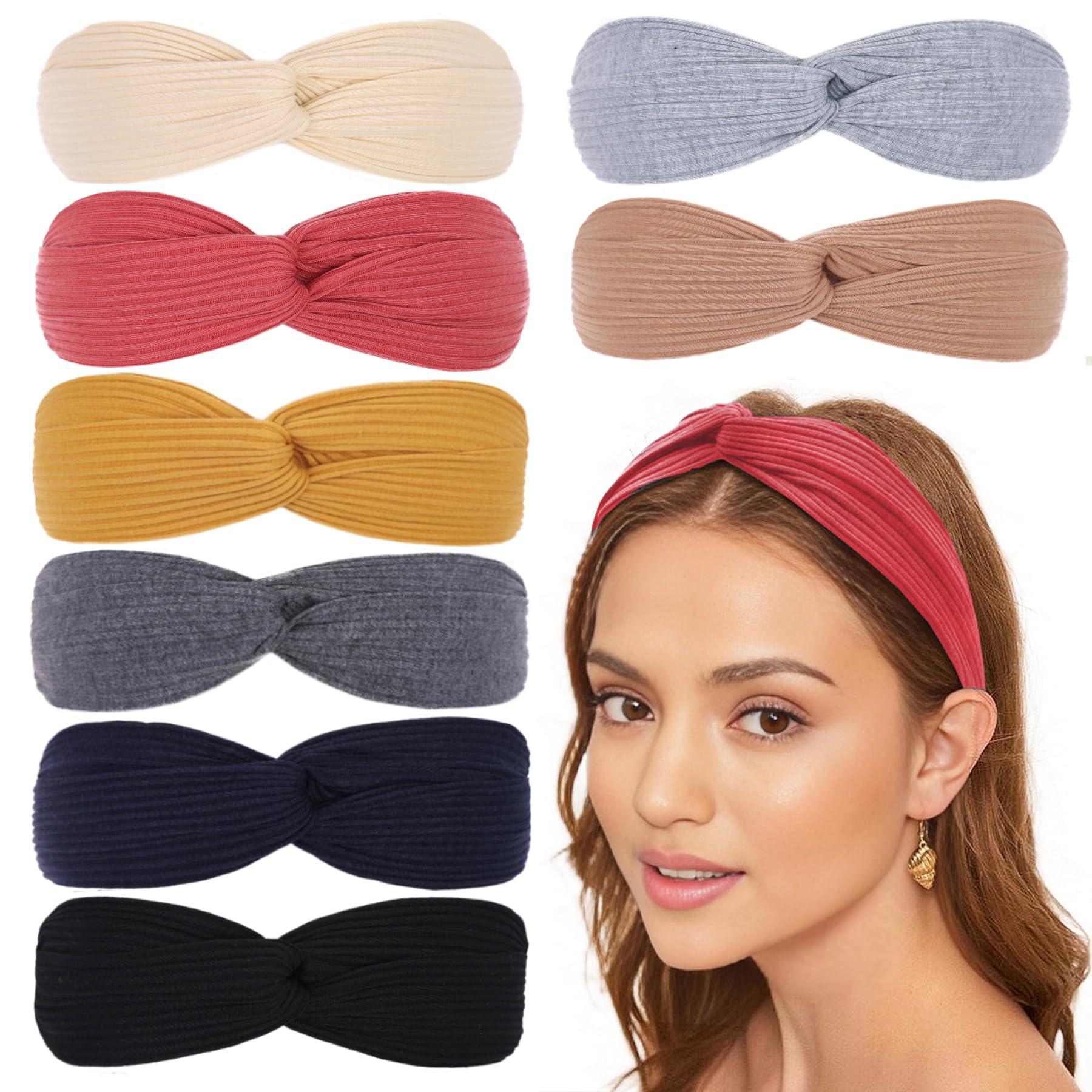XTREND XTREND 8 Pcs Headbands for Women Twist Cross Knotted Elastic Head Hair Bands Yoga Workout Headbands Non-Slip Soft Headbands Solid Color Head Band Simple Versatile Hair Accessory Headbands