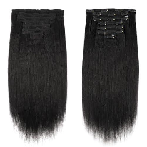 Sassina Sassina Italian Light Yaki Human Hair Clip in Extensions Natural Black Yaki Hair Clip ins for Black Women Human Hair 32 Inch Clip ins Human Hair Extensions for Full Head 120 Grams 7 Pcs with 17 Clips