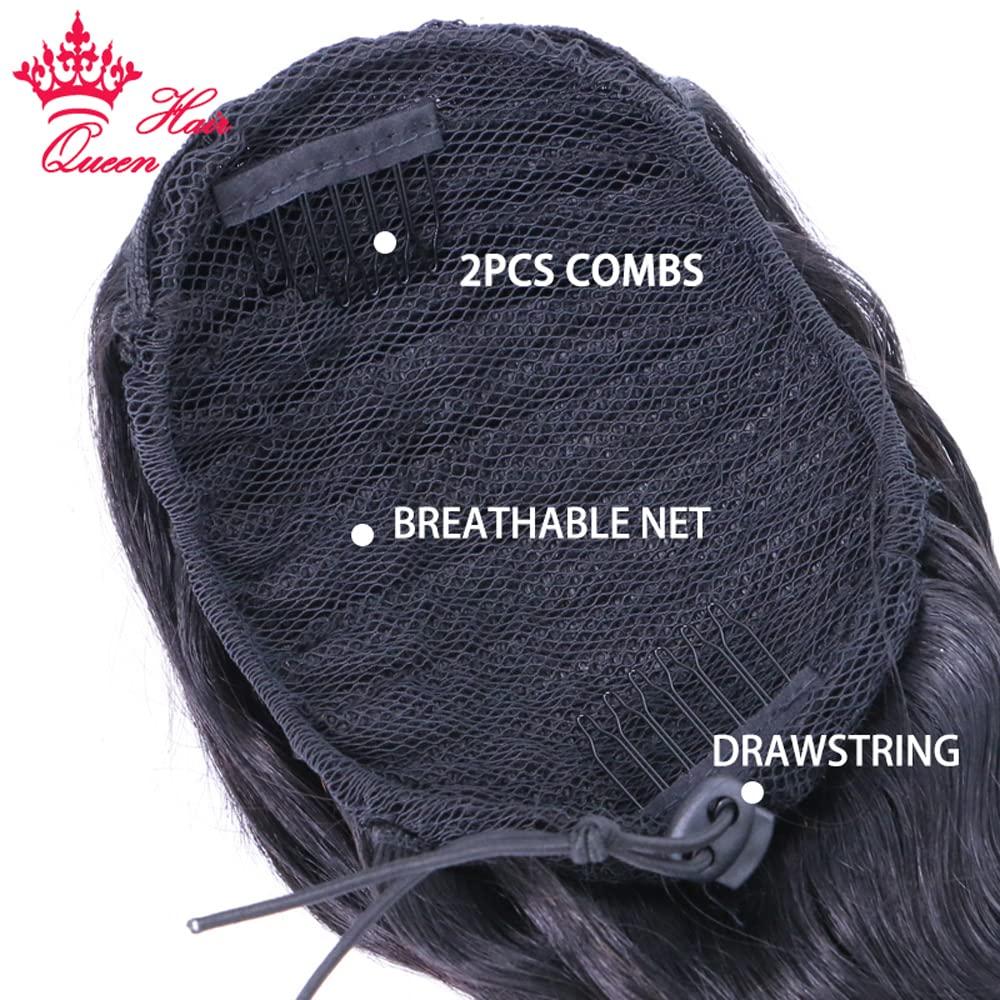Queen Hair Ponytail Human Hair Extensions With Clip In Drawstring Ponytail Body Wave Brazilian Pony Tail For Women Queen Hair Products (22inch, Body Wave - Style02)
