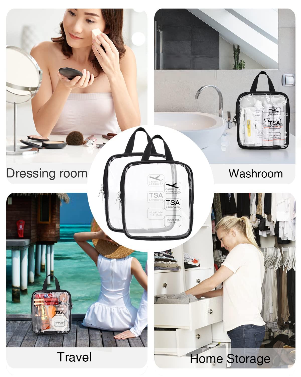 Relavel Tsa Approved Toiletry Bag,3PCS Travel Bag TSA Approved,Clear Makeup Bags Travel,Quart Size 3-1-1 Travel Bags fit for 3 oz Travel Bottles,Waterproof TSA Toiletry Bag,Small