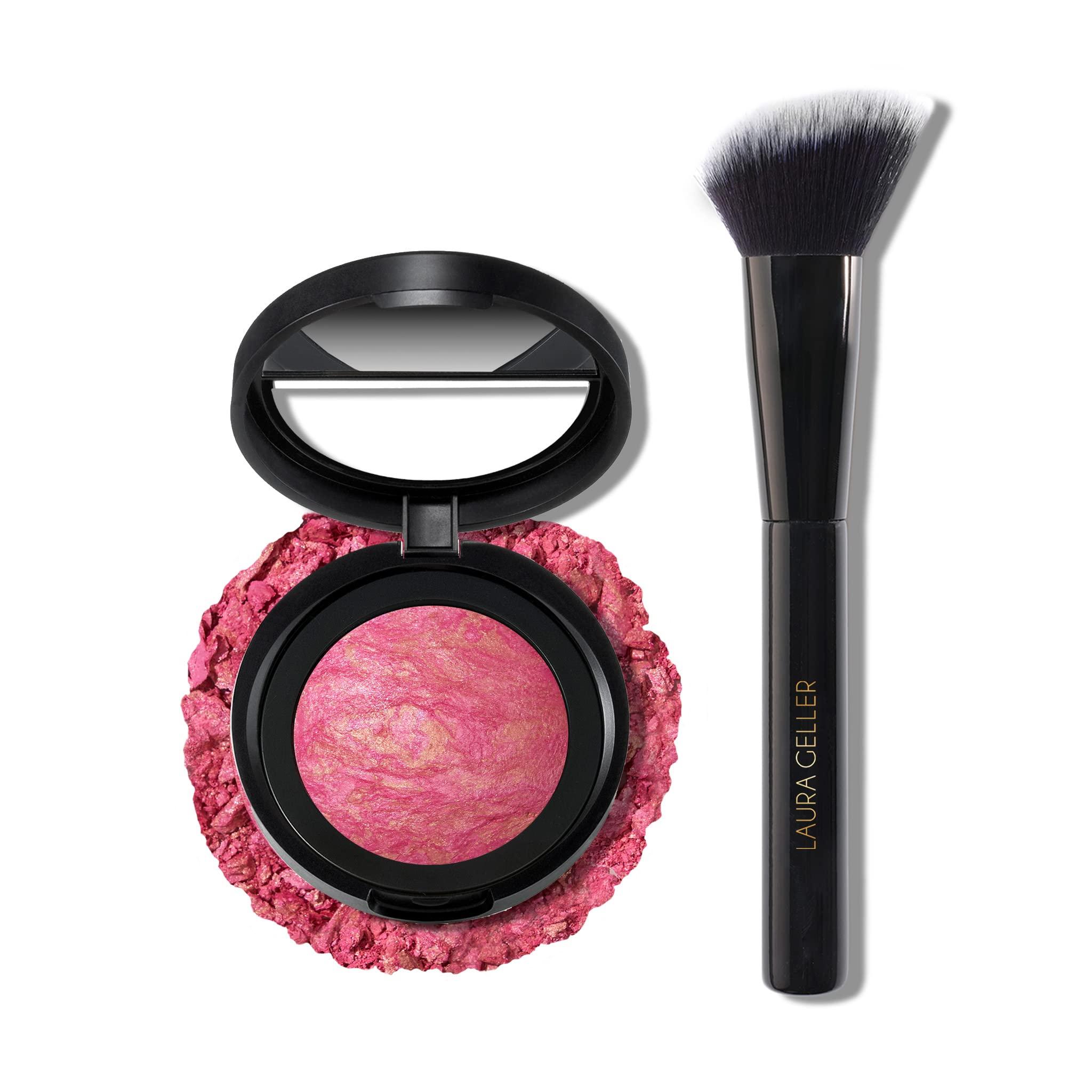 LAURA GELLER NEW YORK LAURA GELLER NEW YORK Baked Blush-n-Brighten Marbleized Blush + Angled Blush Brush (04 Ethereal Rose, 47mm)