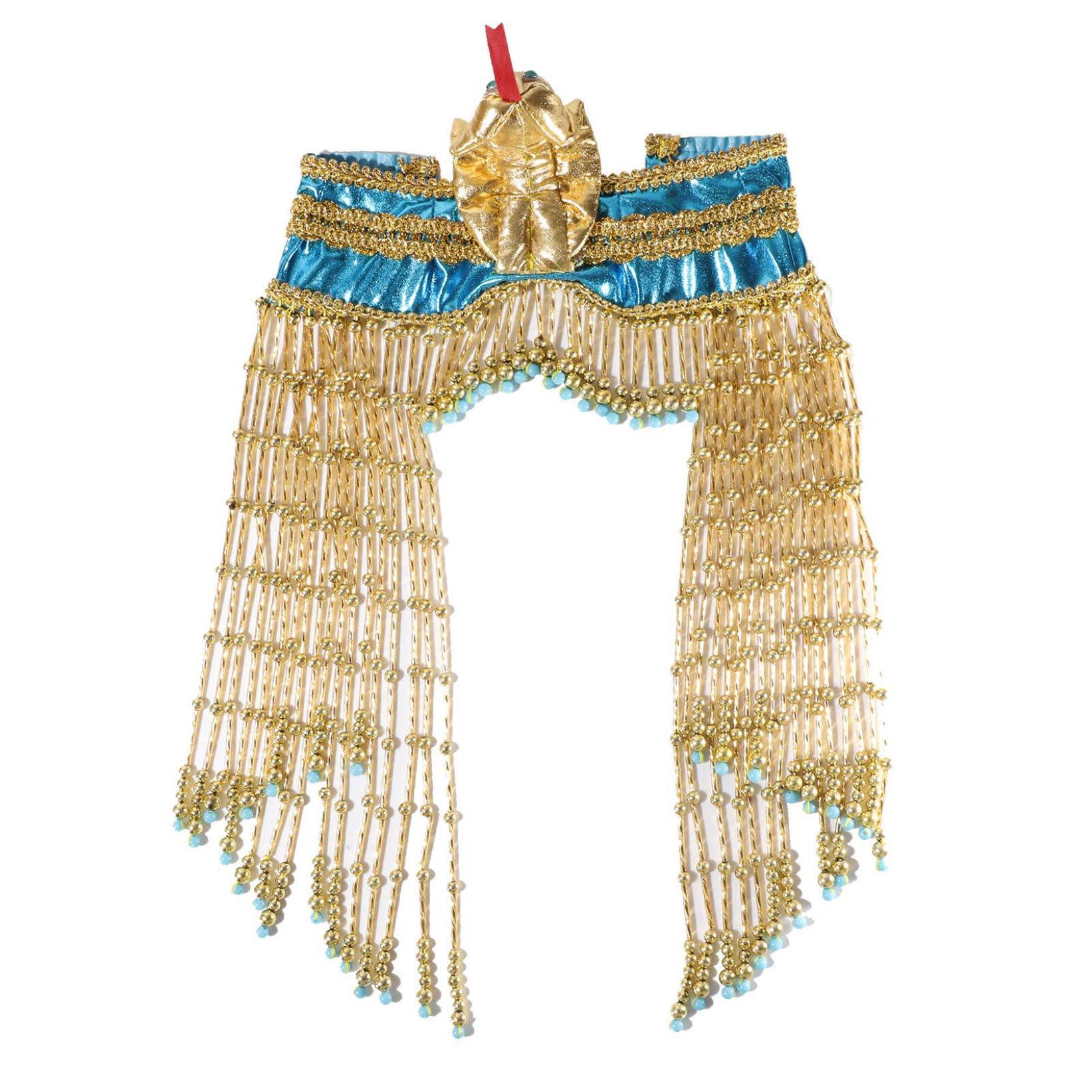 Zaldita Zaldita Women\'s Egyptian Costume Accessory Headband Snake Beaded Headpiece for Women Girls Gold B One Size