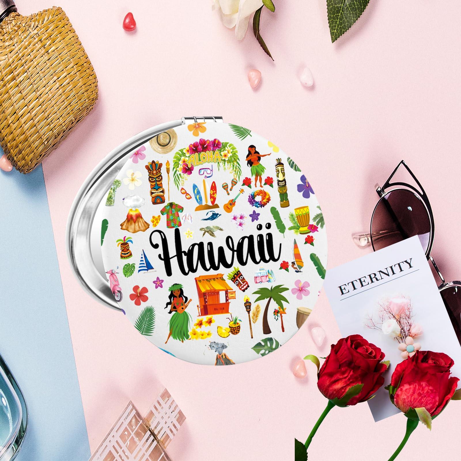LQRI LQRI Hawaii Travel Compact Mirror Hawaii Lover Gift Hawaii Vacation Merchandise Hawaii Traveller Portable Makeup Mirror