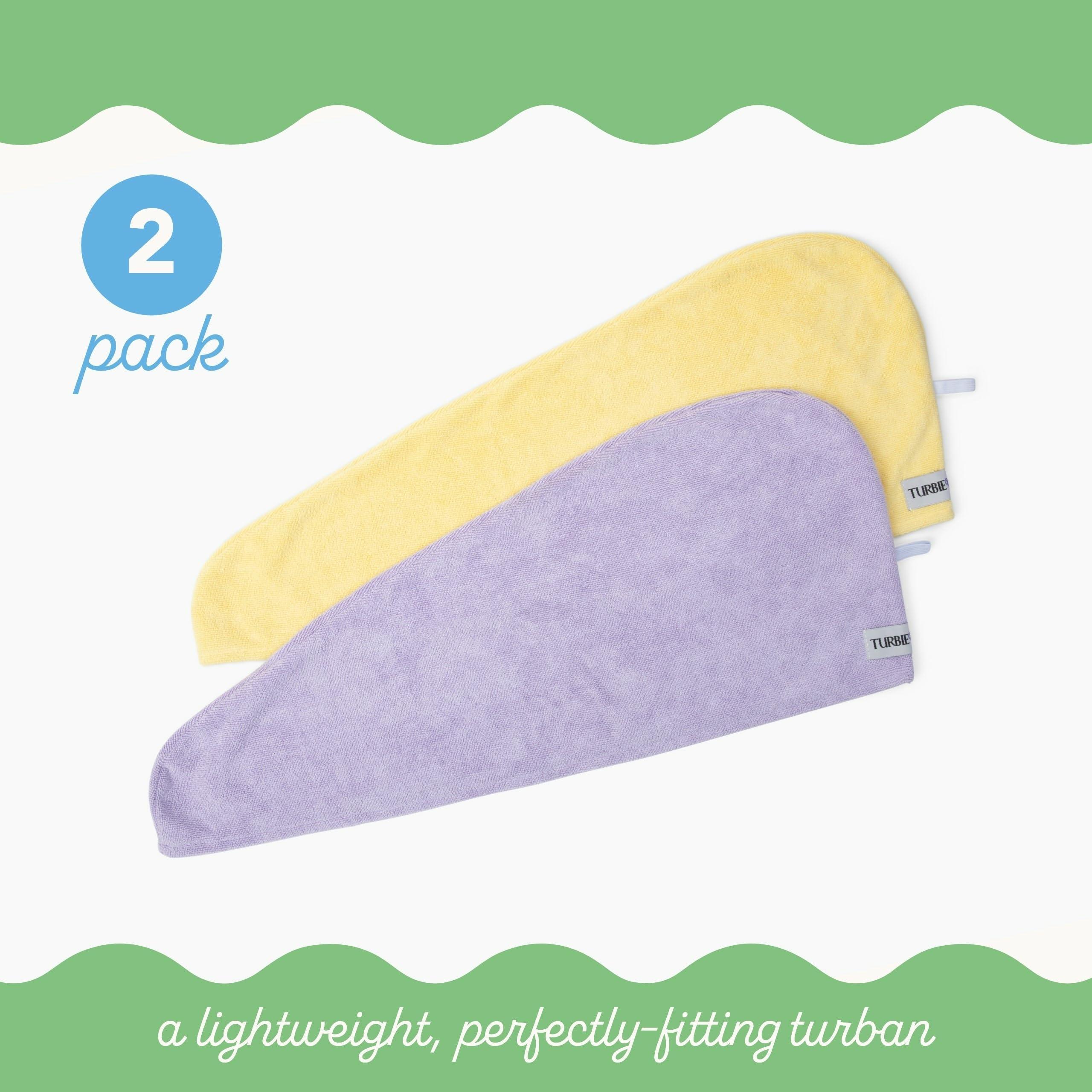 Turbie Twist Turbie Twist 2-Pack Microfiber Hair Towel for Beauty, Travel, Gifting - Wrap Turban for Straight, Wavy & Curly Hair - Premium Personal Care - Lilac & Lemon