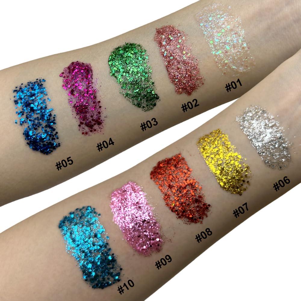 Mysense Mysense Blue Body Glitter Gel, Singer Concerts Glitter Makeup, Music Festival Rave Eye Hair Accessories, Chunky Glitter Mermaid Sequins, Sparkling Face Paint for Women, 30g