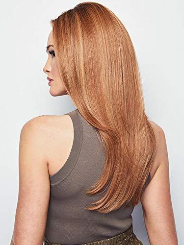 Raquel Welch Scene Stealer Wig Color RL8/12ss Shaded Iced Mocha - Raquel Welch Wigs 15\" Long Straight Lace Front Top Hand-Tied Natural Hairline heat Friendly Fiber Curly Bundle Travel Kit, MaxWigs Hairloss Booklet