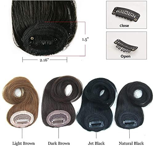 Dsoar Dsoar 2PCS Wave Side Bang Clip in Bangs Real Human Hair Wave Fringe Hair Extensions(Natural Black Color)