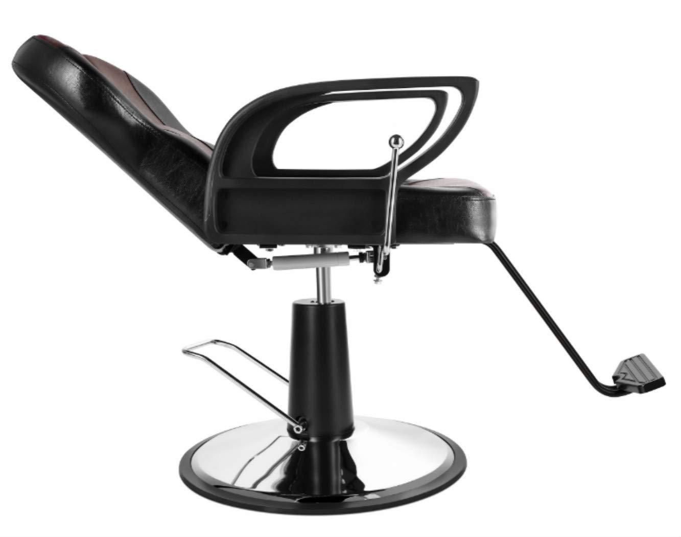 SALON STYLE() Salon Style 360 Degrees Rolling Swivel HydraulicBarber Chair with Movable Headrest All Purpose Salon Chair for Hair Stylist Tattoo Chair Reclining Barber Chair (Black & Brown)
