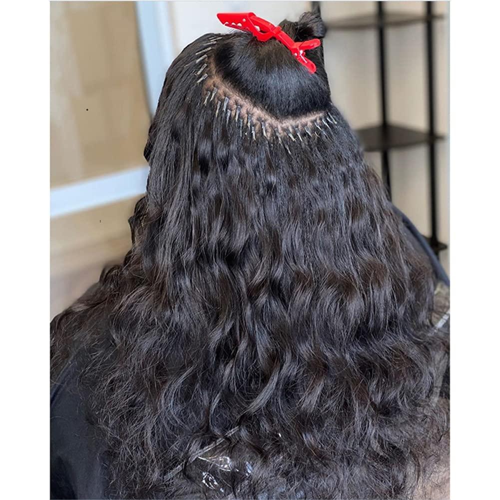 Kiss darling LASHES Micro Link I Tip Human Hair Extension Body Wave Pre Bonded Brazilian Remy Stick I Tip Hair Micro Beads Hair Extensions HUman Hair for Black Women 100g 20\"inch