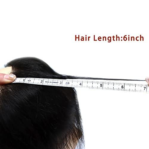 Hair Wonders Mens Hairline Toupee Human Hair Forehead Hairline Replacement Hairpiece For Men Hair Patch For Hairline Extension Mens Hair Piece For Hairline (18cm X 4cm, 2 DARKEST BROWN-100% Light Medium Density)