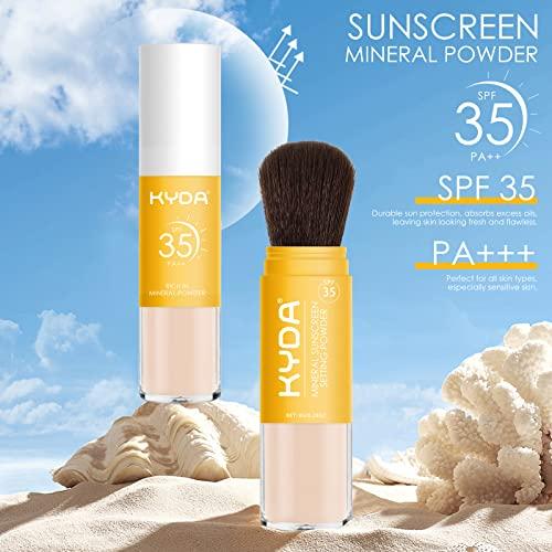 KYDA KYDA Mineral Sunscreen Setting Powder, SPF 35, Translucent, Mineral Brush Powder, Oil Control Natural Matte Finish, Lasting Lightweight Breathable, for All Skin