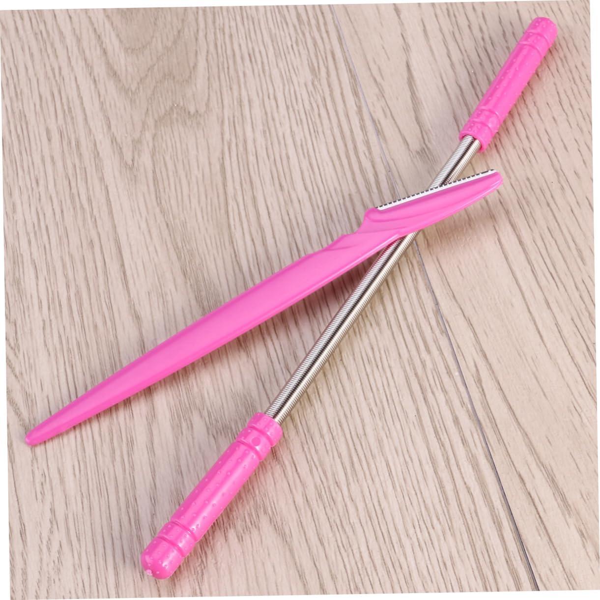 Hemoton Hemoton 2pcs Face Hair Removing Spring Facial Hair Remover Facial Hair Removing Spring Eyebrow Razor Eyebrow Shaper Razor Facial Hair Removing Stick Facial Tools Face Shavers Razors Pink