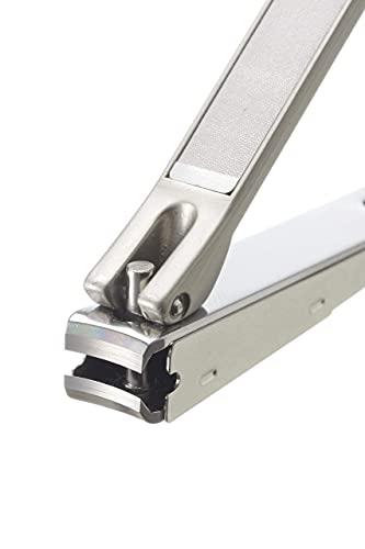 Seki EDGE Seki Edge Satin Slim Nail Clipper (SS-109) - Stainless Steel Fingernail Clippers With Nail File & Nail Catcher - Slim Design to Shape Nails for Men & Women - Made in Japan