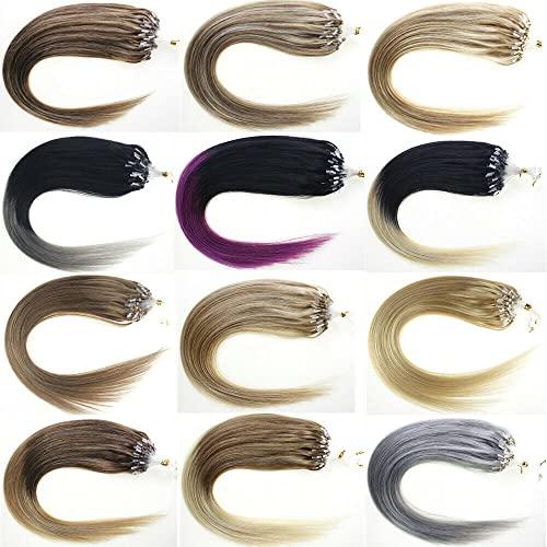Yotty Yotty Purple Hair Extensions Real Human Hair Micro Ring Loop Micro Beads Link Colored Hair Extensions Lila 18inch 100strands 50gr